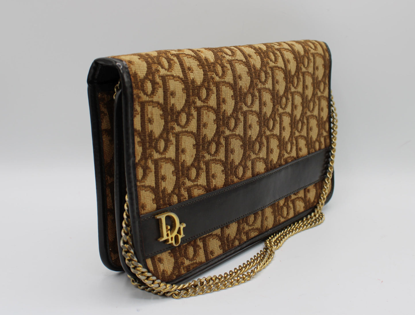 Christian Dior Brown Trotter Canvas Chain Crossbody Bag
