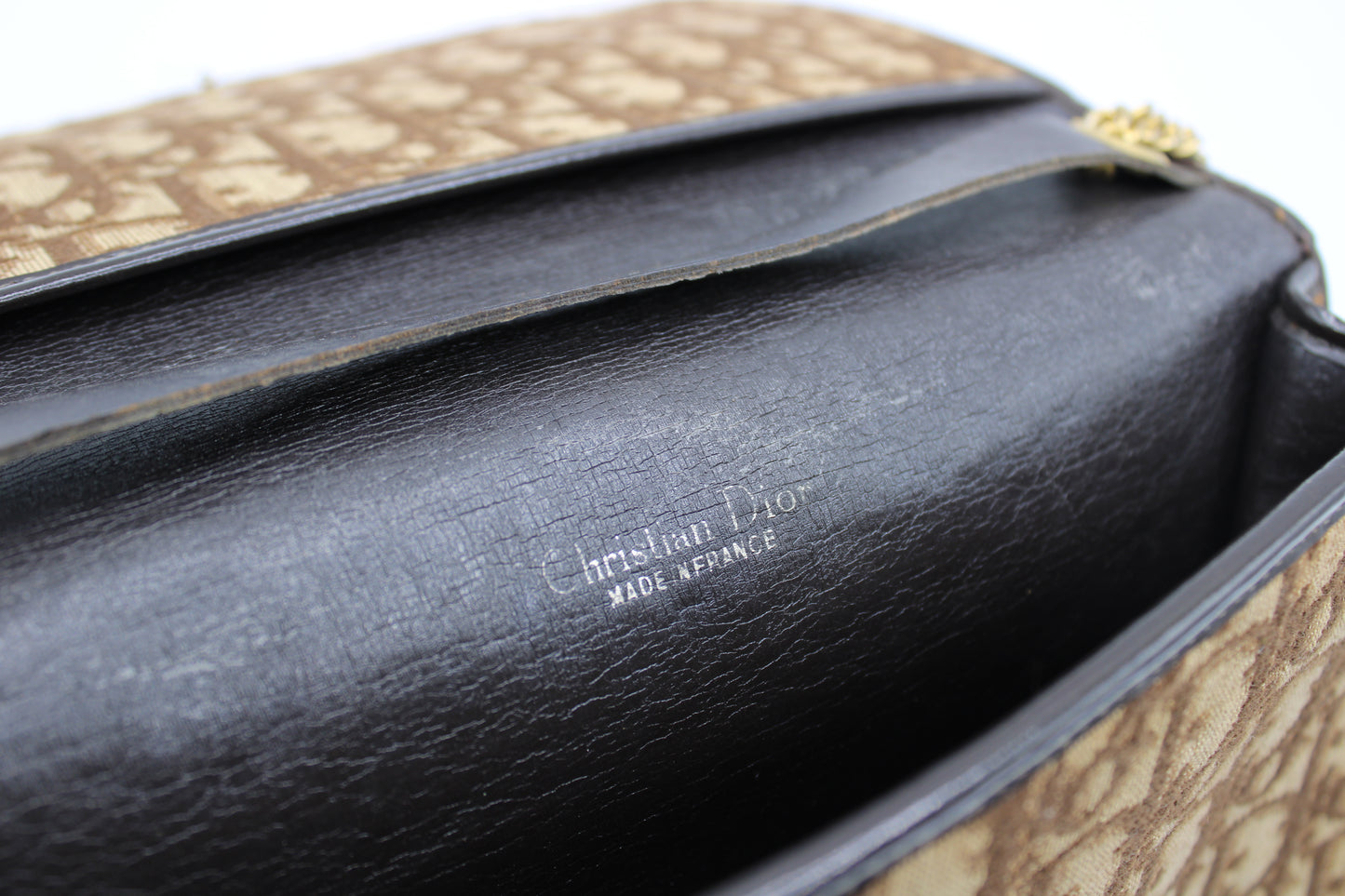 Christian Dior Brown Trotter Canvas Chain Crossbody Bag
