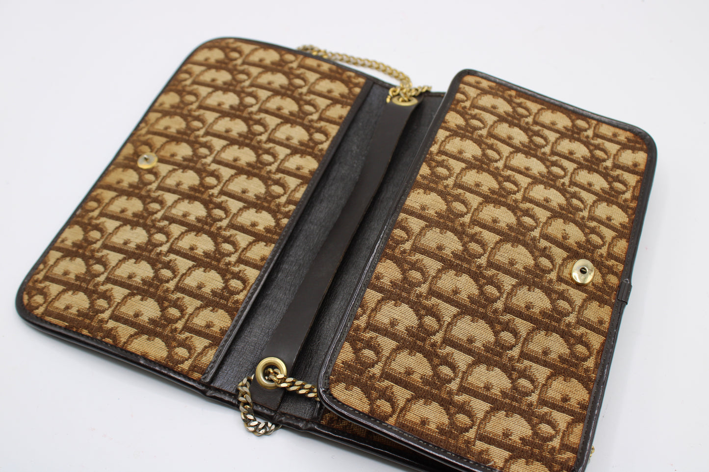 Christian Dior Brown Trotter Canvas Chain Crossbody Bag