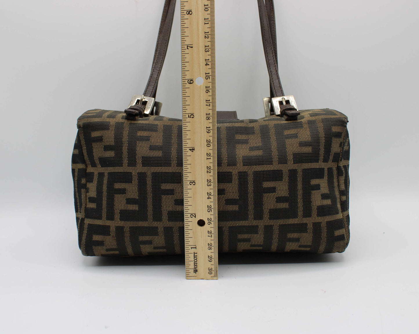 Fendi Brown Zucca Canvas Leather Baguette Shoulder Bag