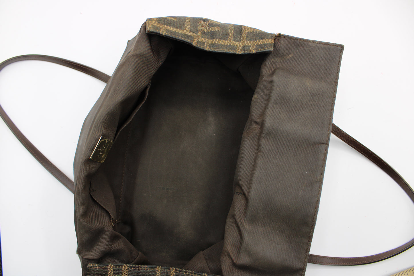 Fendi Brown Zucca Canvas Leather Baguette Shoulder Bag