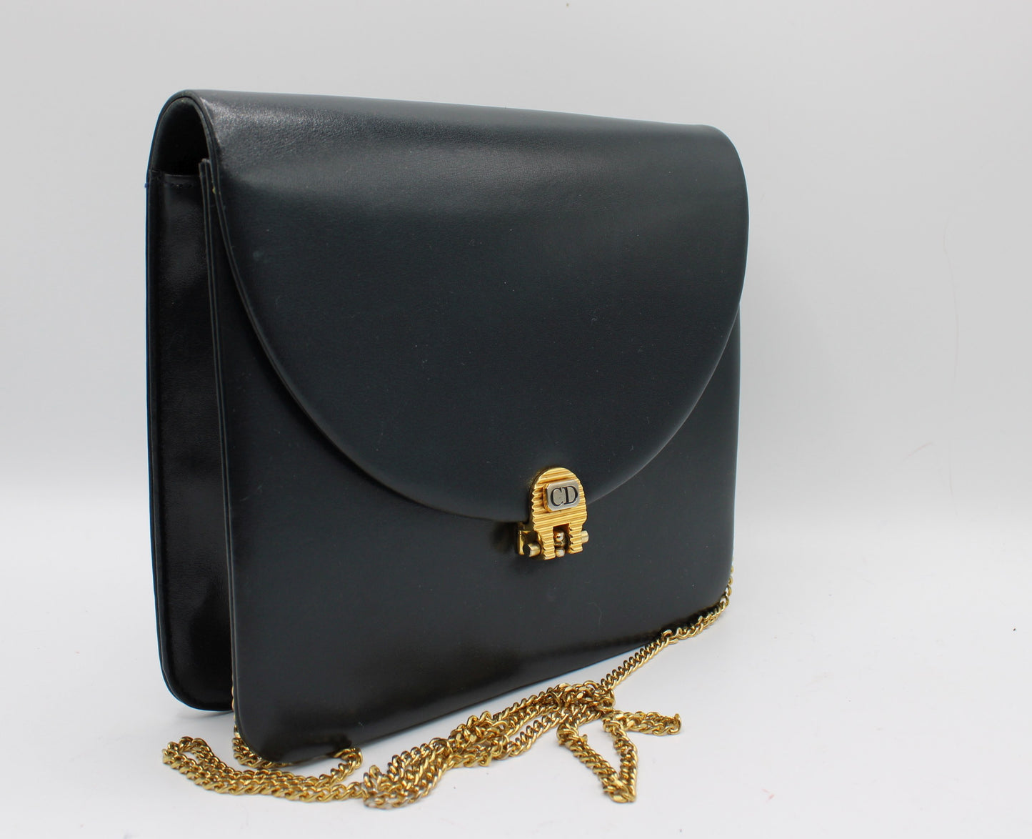 Christian Dior Black Leather Chain Flap Crossbody Bag