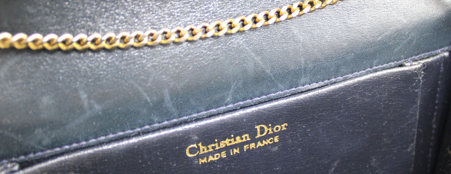 Christian Dior Black Leather Chain Flap Crossbody Bag