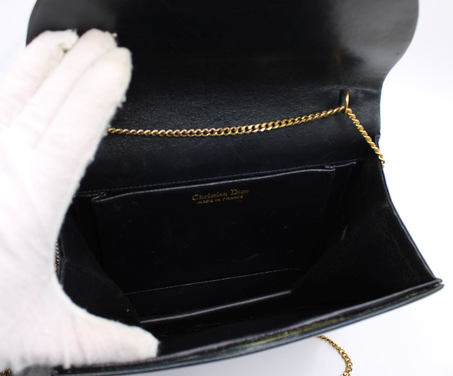 Christian Dior Black Leather Chain Flap Crossbody Bag