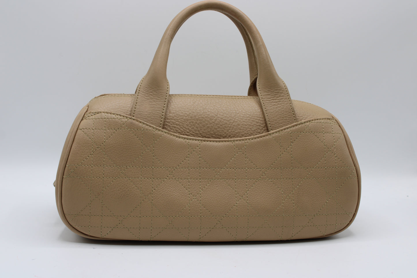 Christian Dior Beige Cannage Leather D Charm Boston Bag