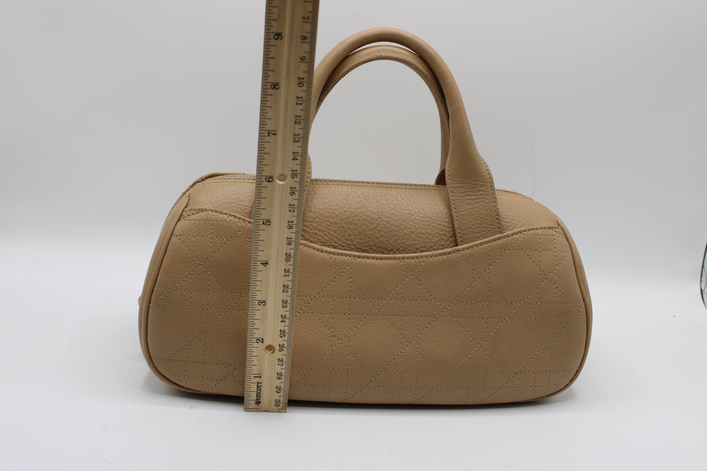 Christian Dior Beige Cannage Leather D Charm Boston Bag