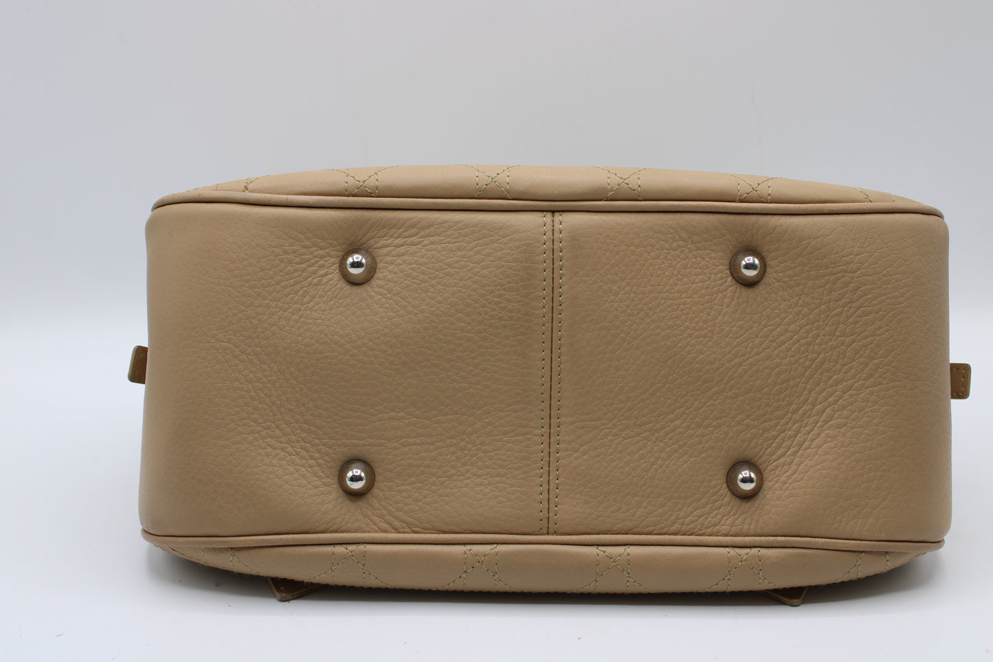 Christian Dior Beige Cannage Leather D Charm Boston Bag