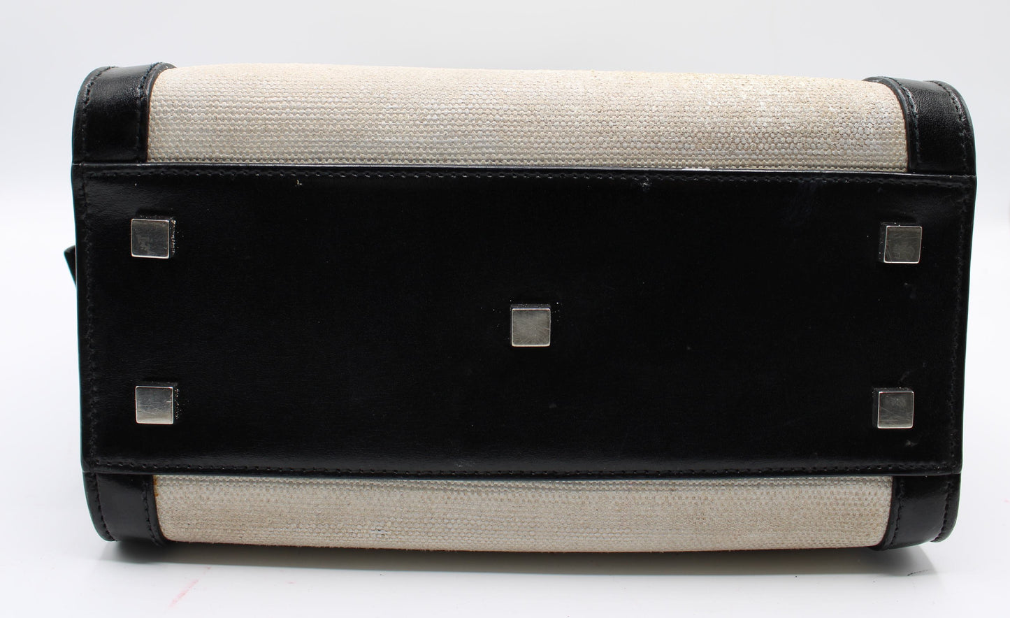 Saint Laurent Black Leather Canvas Cassandra Tote Bag