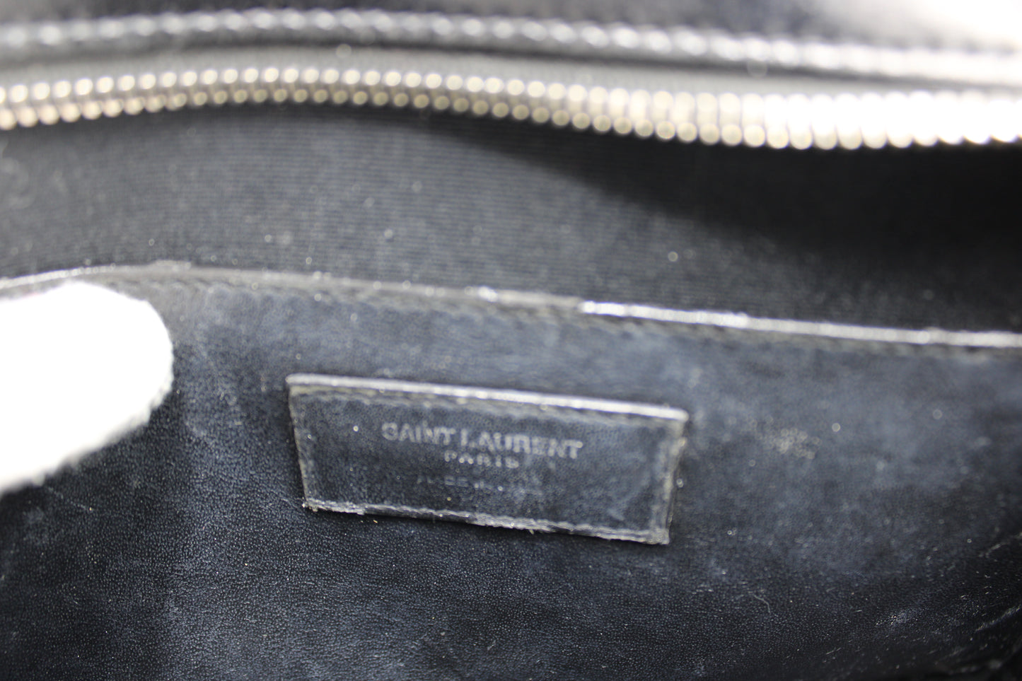 Saint Laurent Black Leather Canvas Cassandra Tote Bag