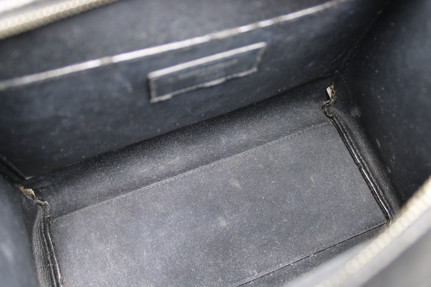 Saint Laurent Black Leather Canvas Cassandra Tote Bag