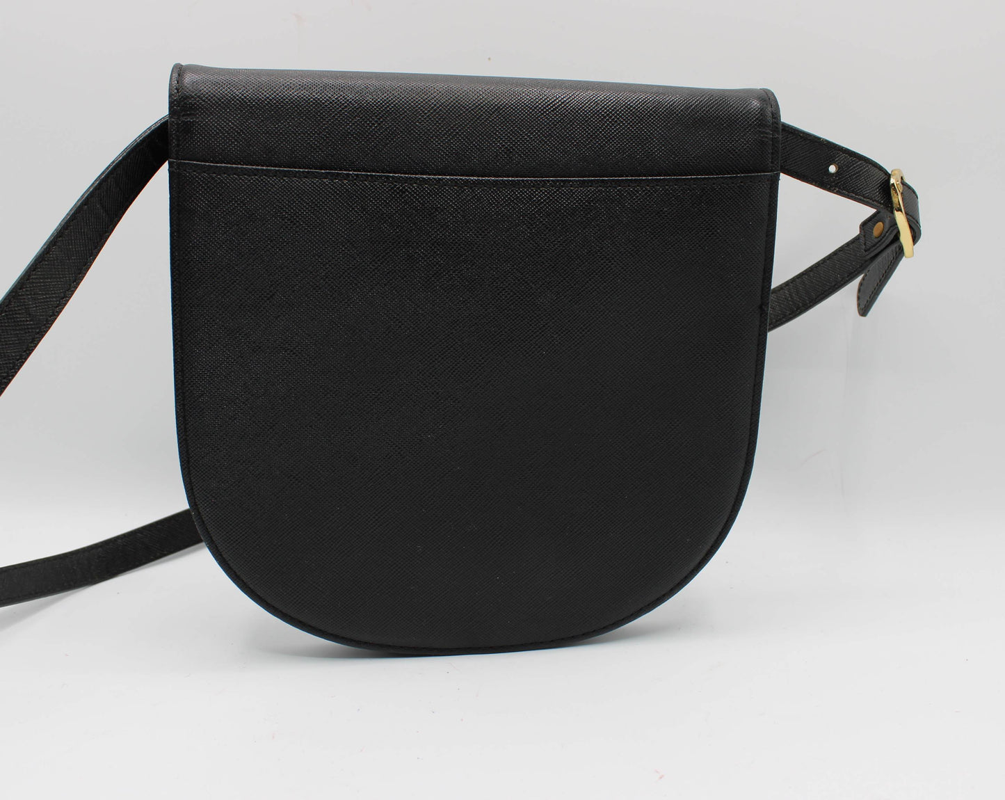 Yves Saint Laurent Black Leather Logo Flap Crossbody Bag