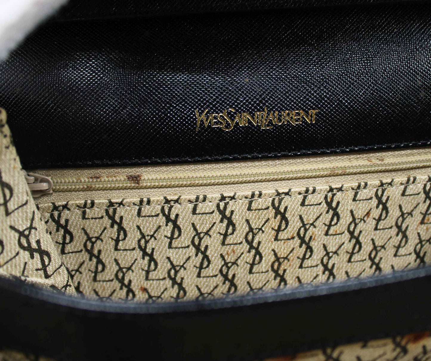 Yves Saint Laurent Black Leather Logo Flap Crossbody Bag