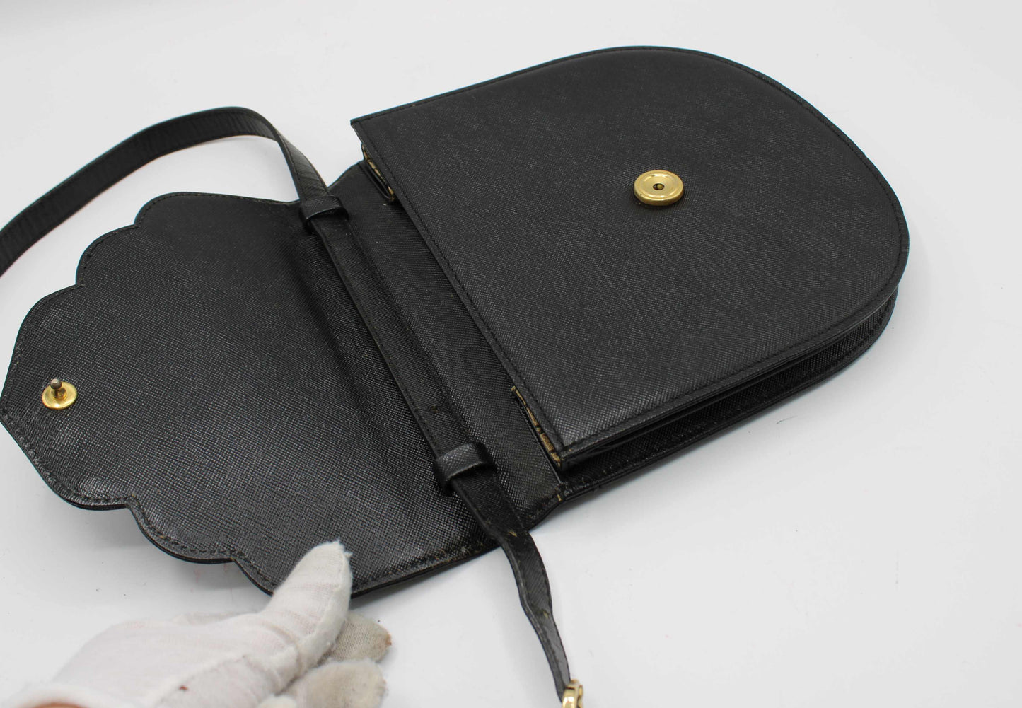 Yves Saint Laurent Black Leather Logo Flap Crossbody Bag