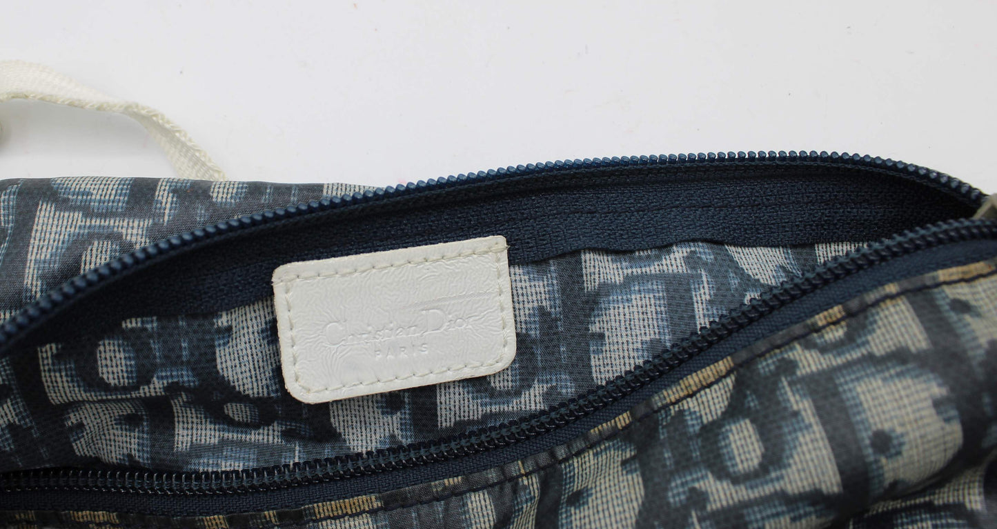 Christian Dior Navy White Trotter Nylon Mini Shoulder Bag