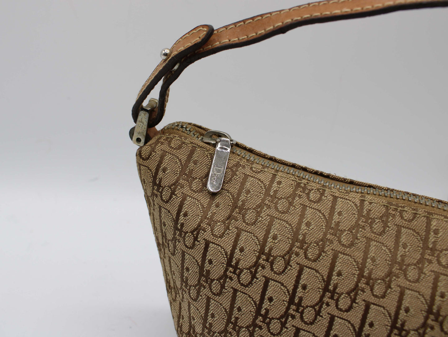 Christian Dior Brown Trotter Canvas Leather Shoulder Bag