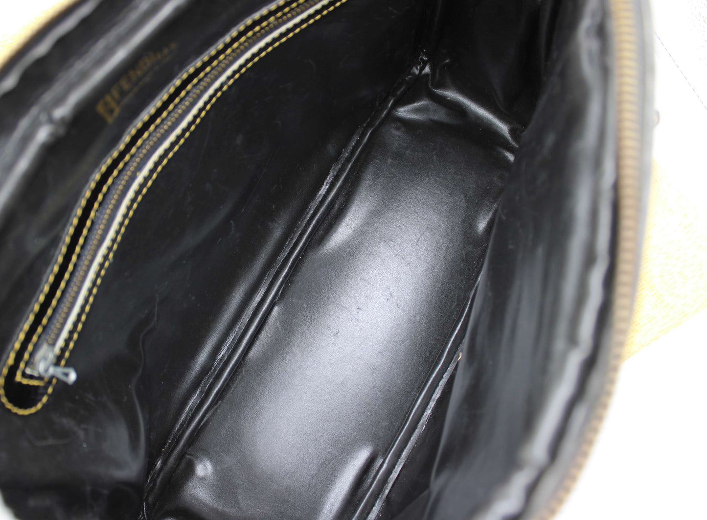 Fendi Black Zucca Canvas Leather Trim Boston Bag