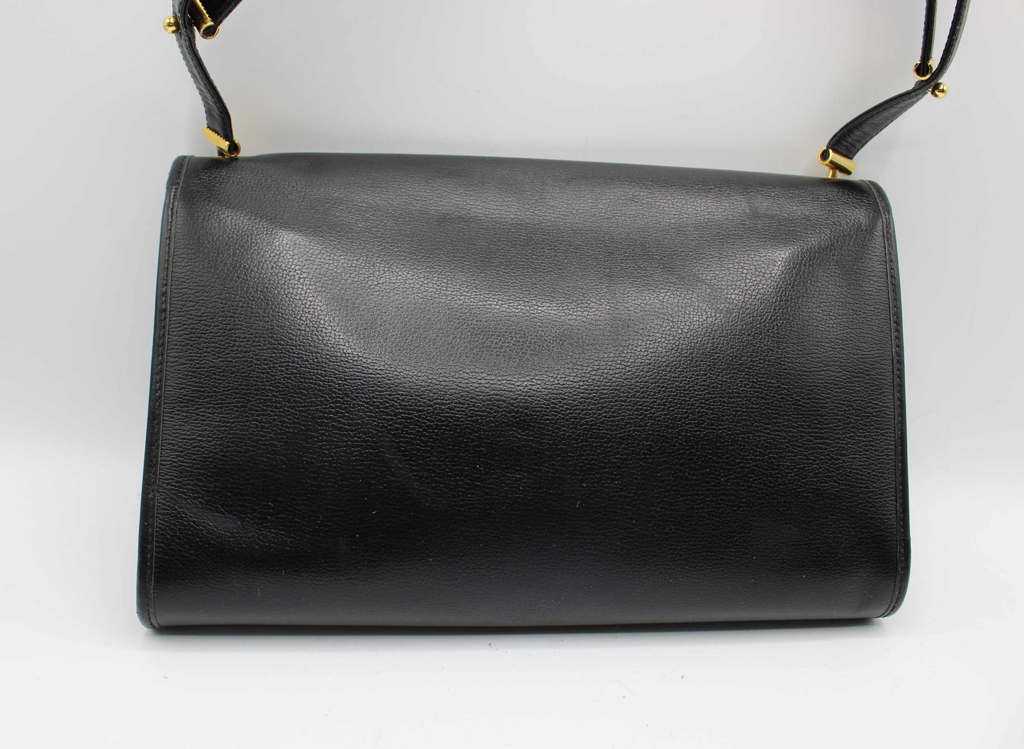 Christian Dior Black Leather Gold CD Clasp Shoulder Bag