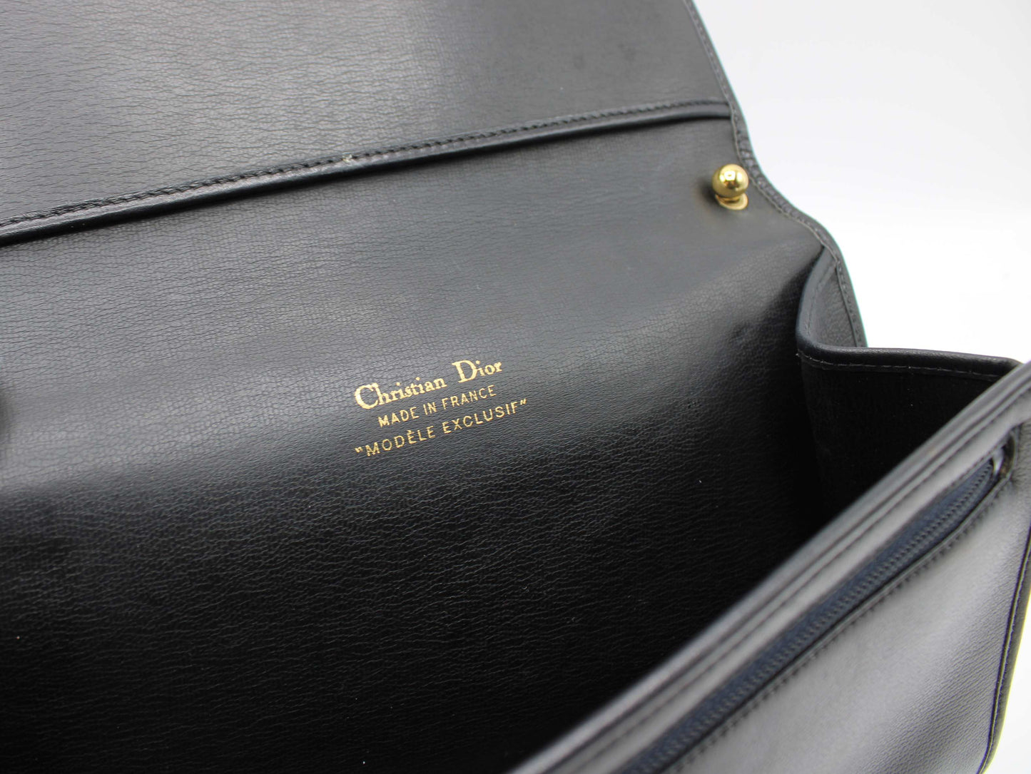 Christian Dior Black Leather Gold CD Clasp Shoulder Bag
