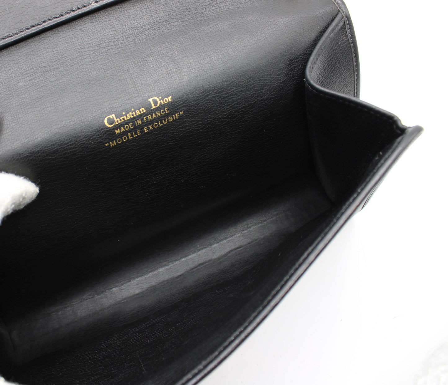 Christian Dior Black Leather Gold CD Clasp Shoulder Bag