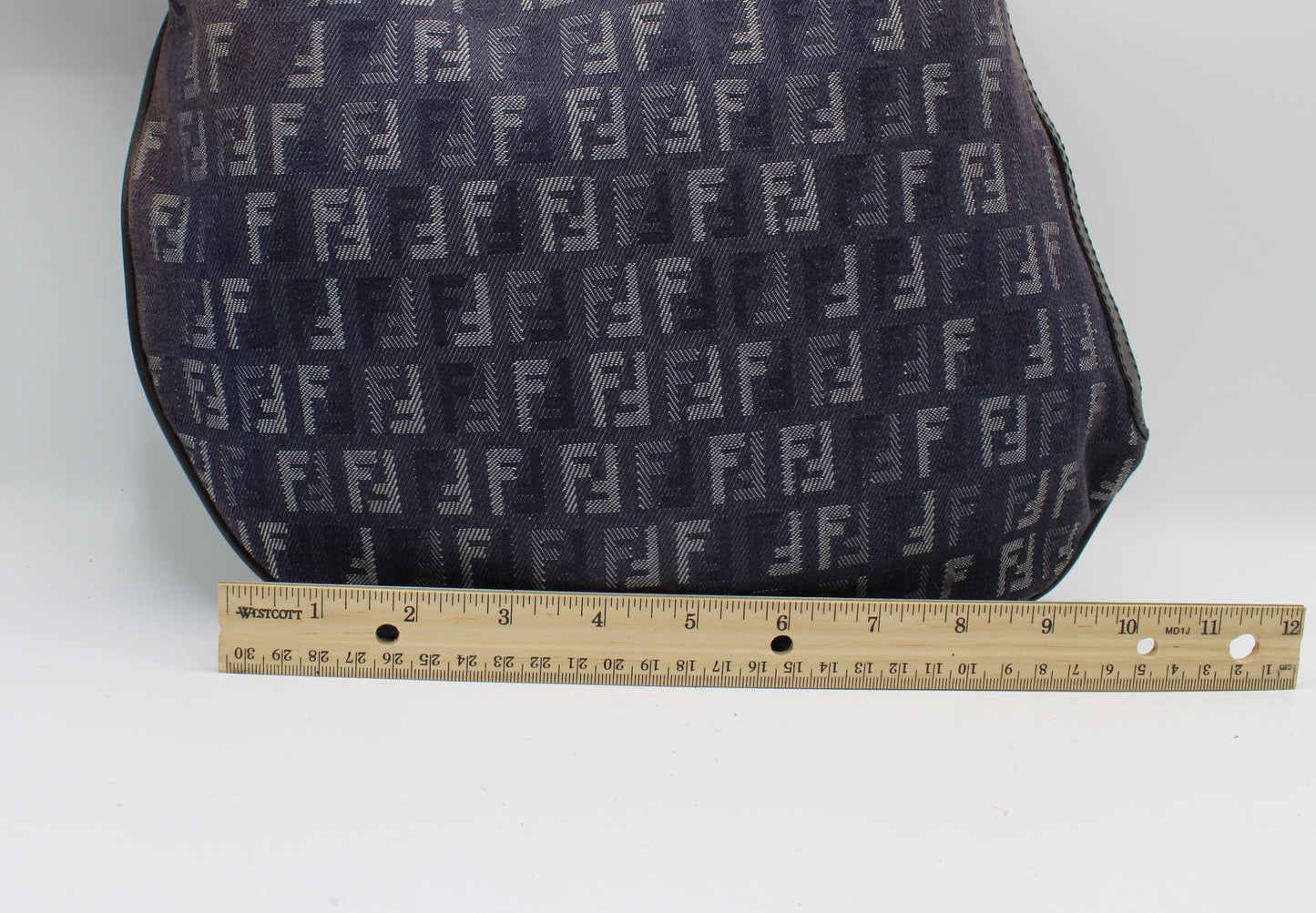 Fendi Blue Purple Zucca Canvas Oyster Shoulder Bag