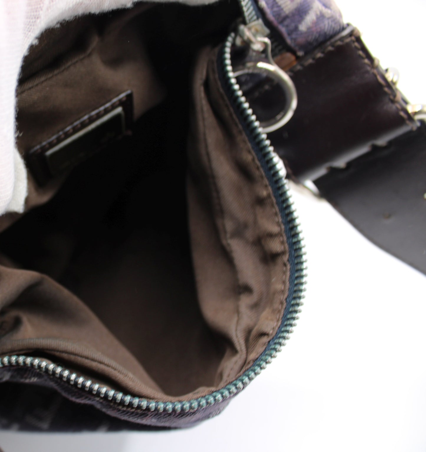 Fendi Blue Purple Zucca Canvas Oyster Shoulder Bag