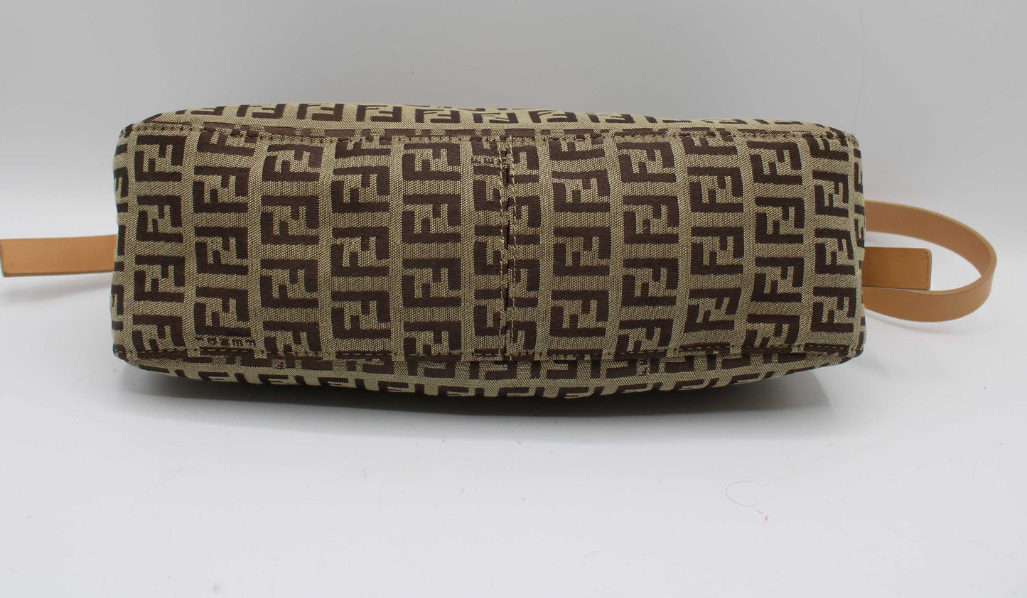 Fendi Beige Zucca Canvas Leather Baguette Shoulder Bag