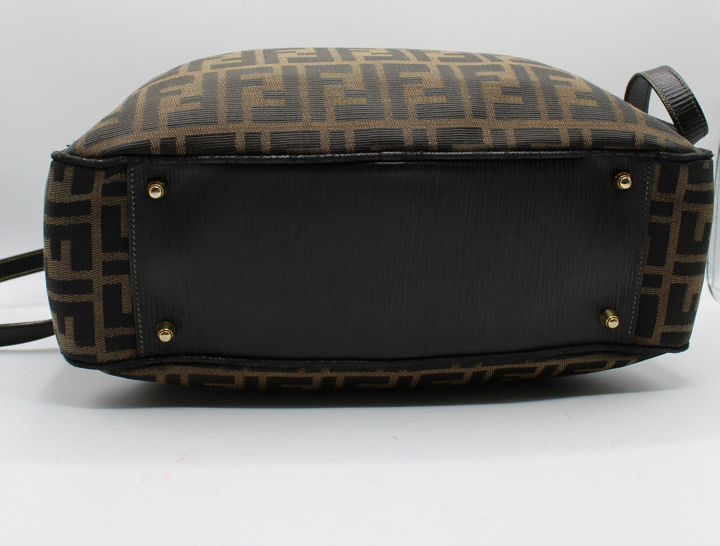 Fendi Zucca Brown Black Canvas Leather Boston Crossbody Bag