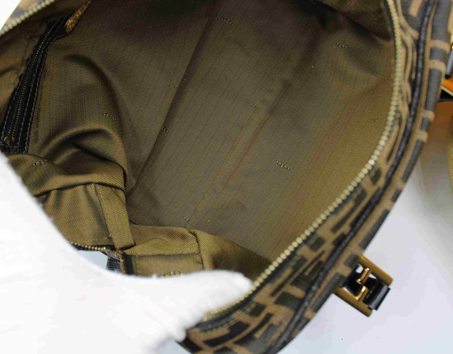 Fendi Zucca Brown Black Canvas Leather Boston Crossbody Bag