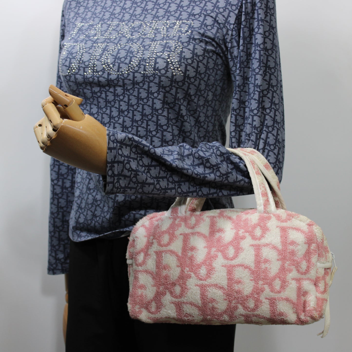 Christian Dior Pink Terry Cloth Logo Hand Bag