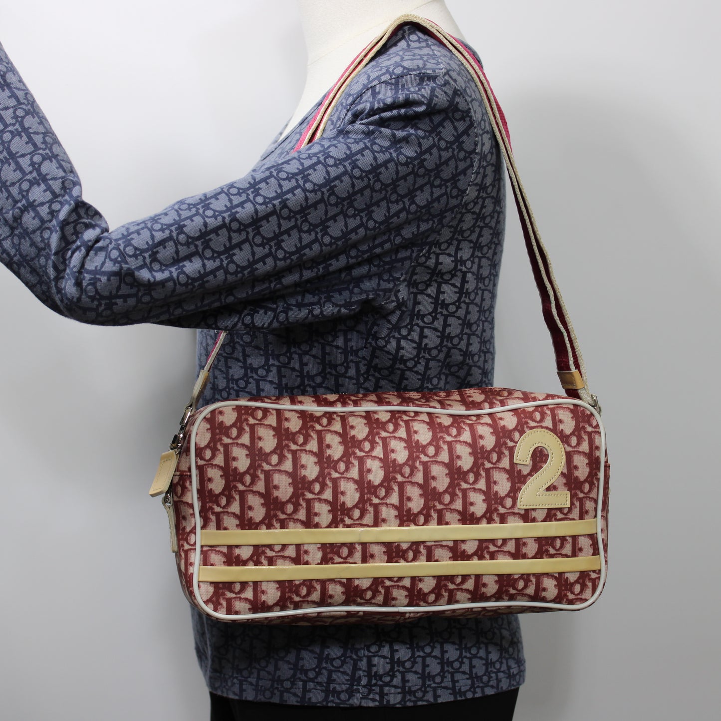 Christian Dior Burgundy Trotter Number 2 Canvas Crossbody Shoulder Bag