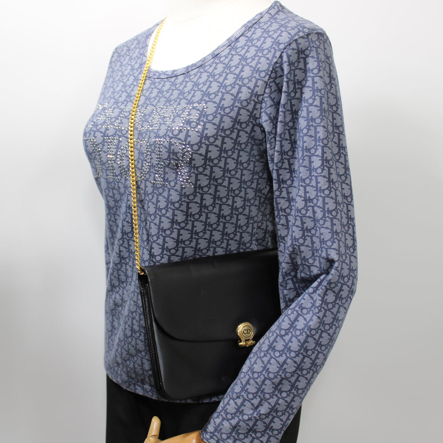 Christian Dior Black Leather Flap Chain Crossbody Shoulder Bag