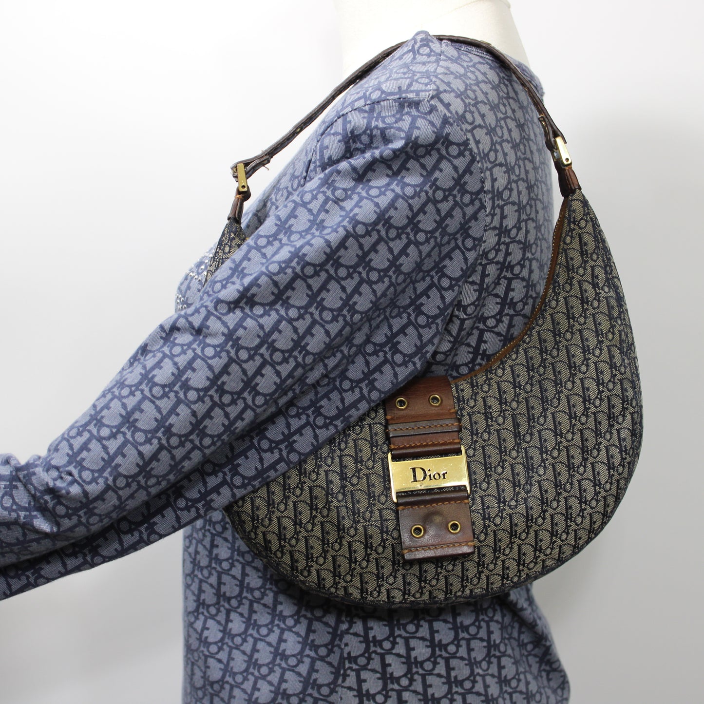 Christian Dior Blue Oblique Canvas Street Chic Hobo Bag
