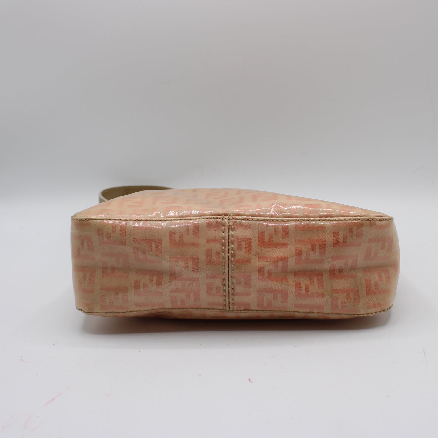 Fendi Pink Peach Patent Zucca Canvas Shoulder Bag