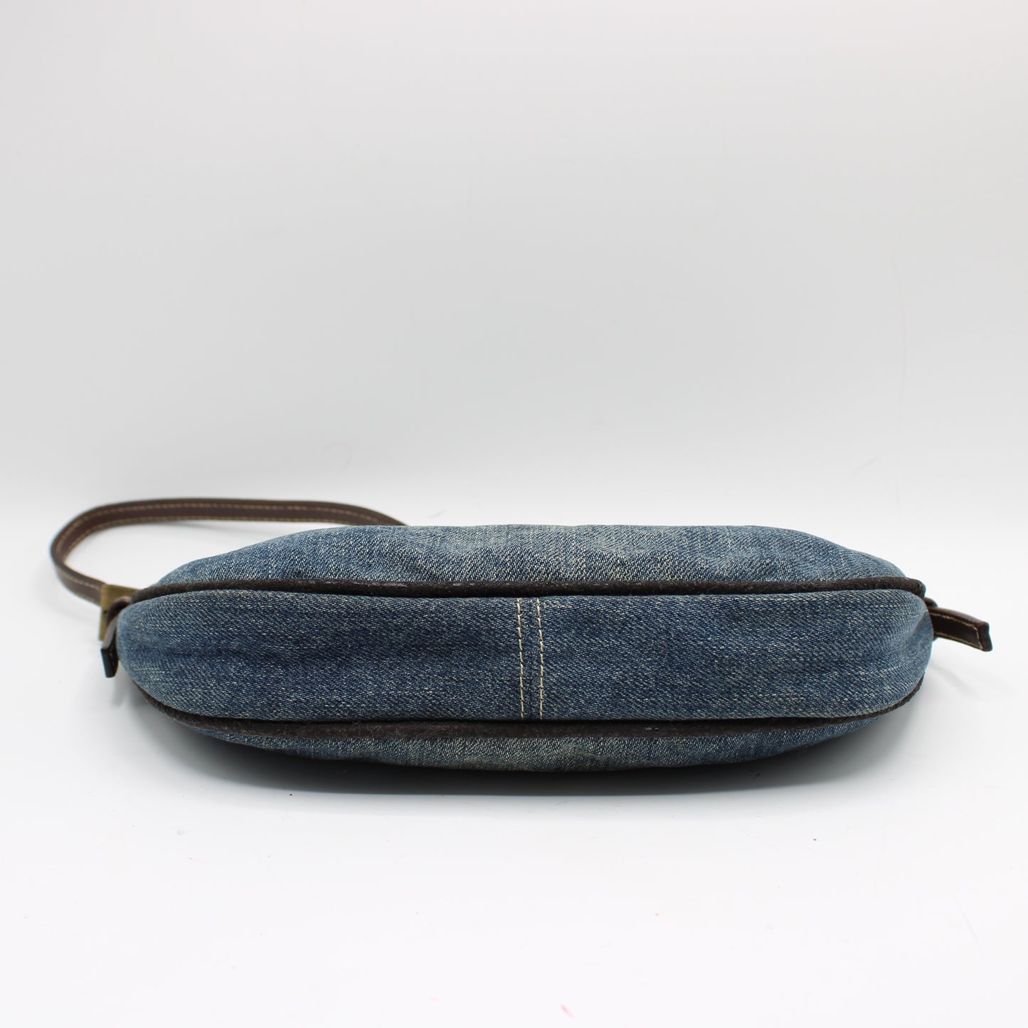 Fendi Blue Denim Leather Boat Shoulder Bag