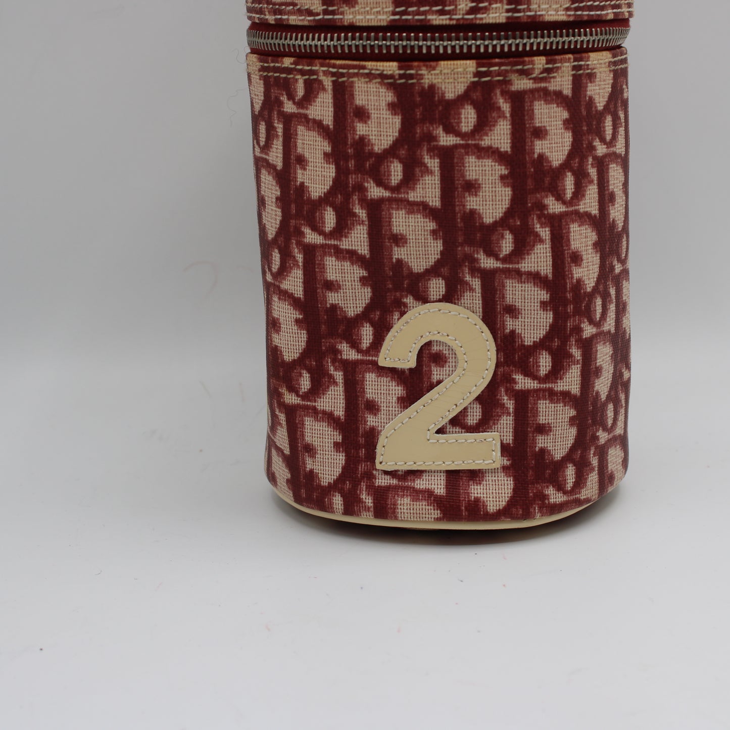 Christian Dior Burgundy Oblique Canvas Number 2 Cylindrical Vanity Handbag