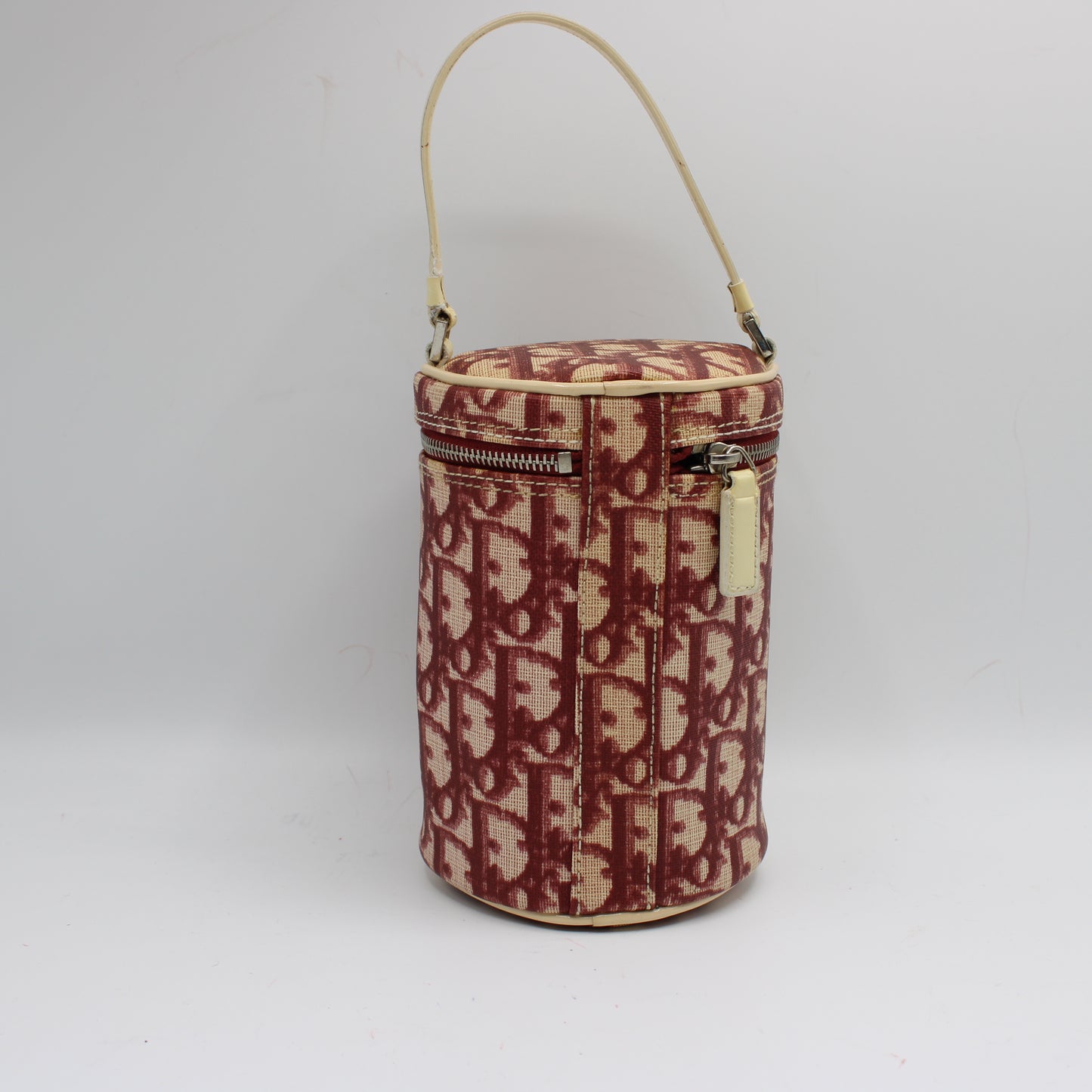 Christian Dior Burgundy Oblique Canvas Number 2 Cylindrical Vanity Handbag