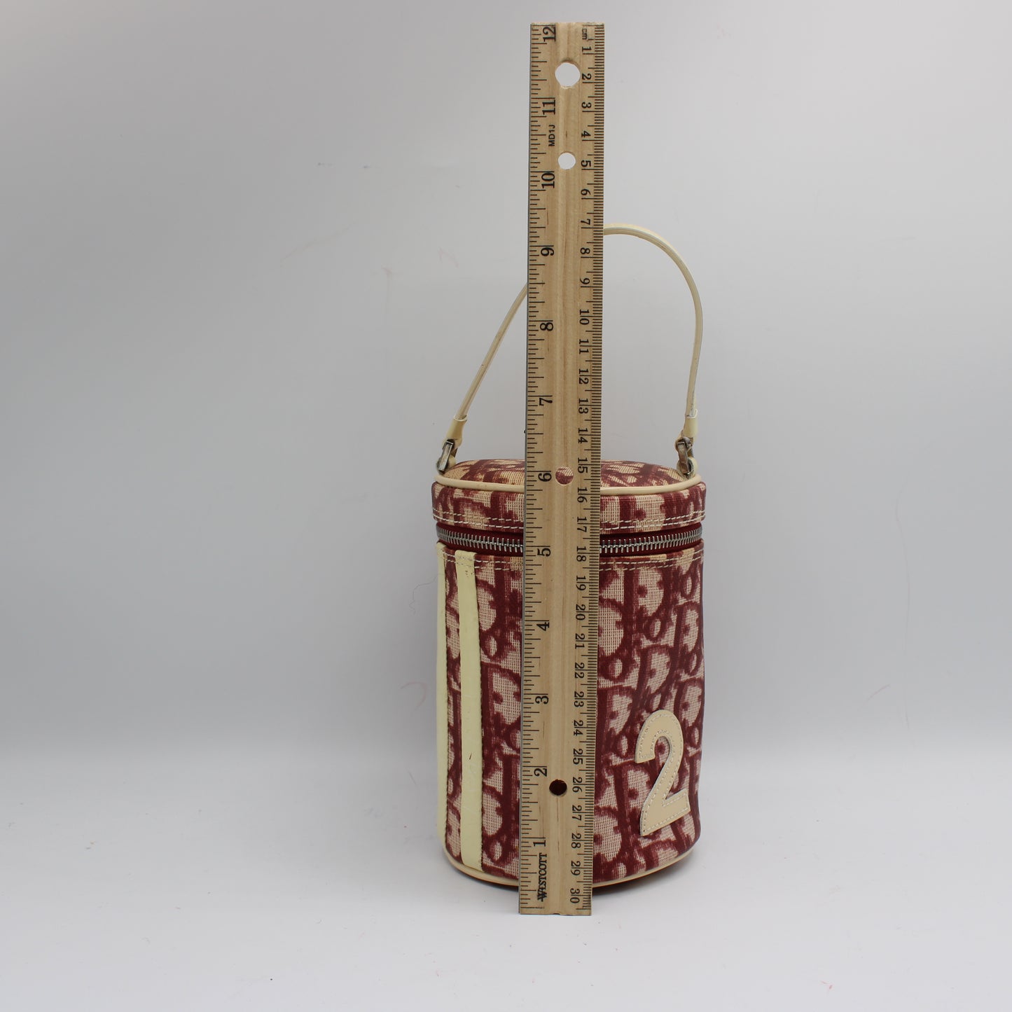 Christian Dior Burgundy Oblique Canvas Number 2 Cylindrical Vanity Handbag