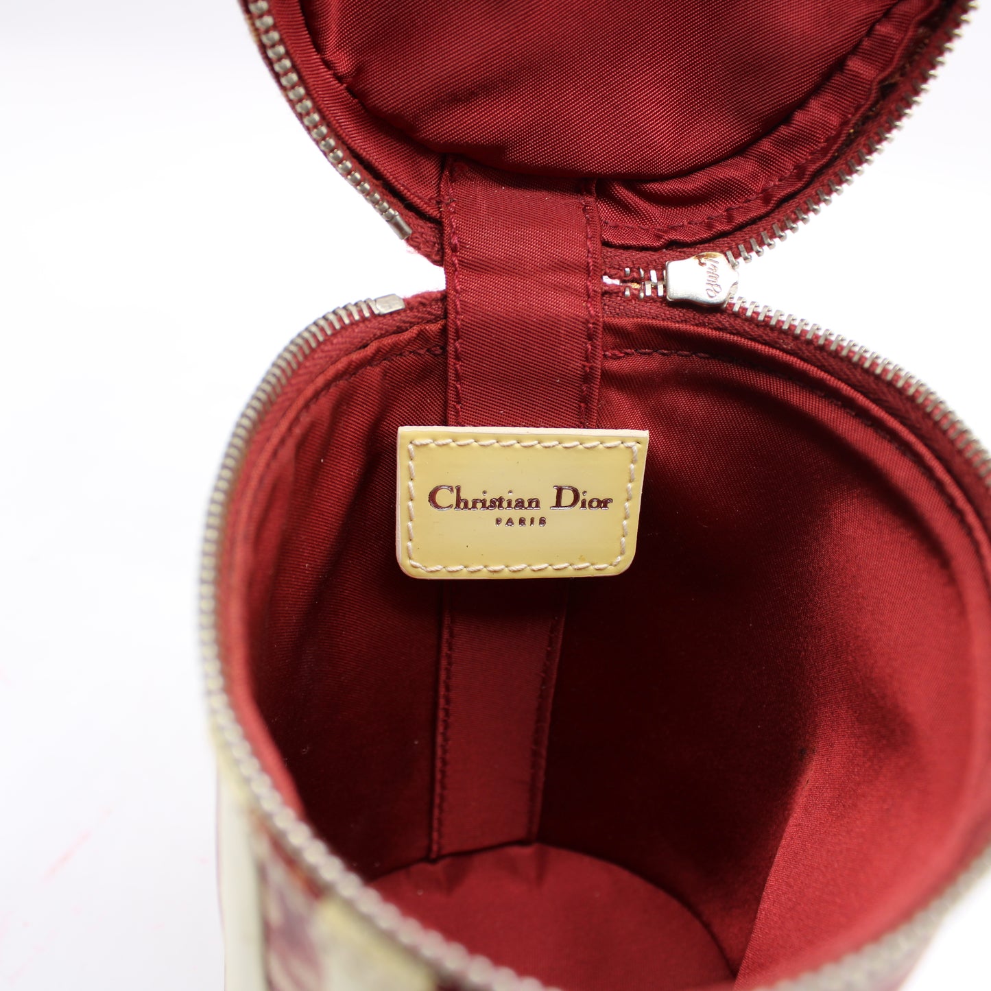 Christian Dior Burgundy Oblique Canvas Number 2 Cylindrical Vanity Handbag