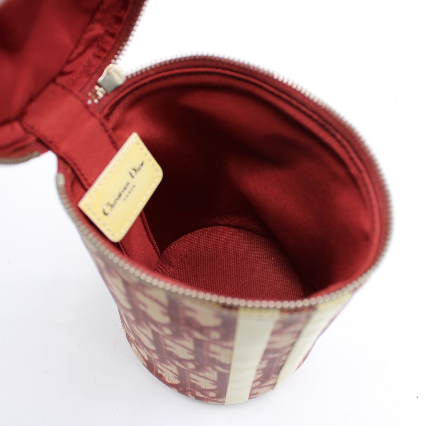 Christian Dior Burgundy Oblique Canvas Number 2 Cylindrical Vanity Handbag