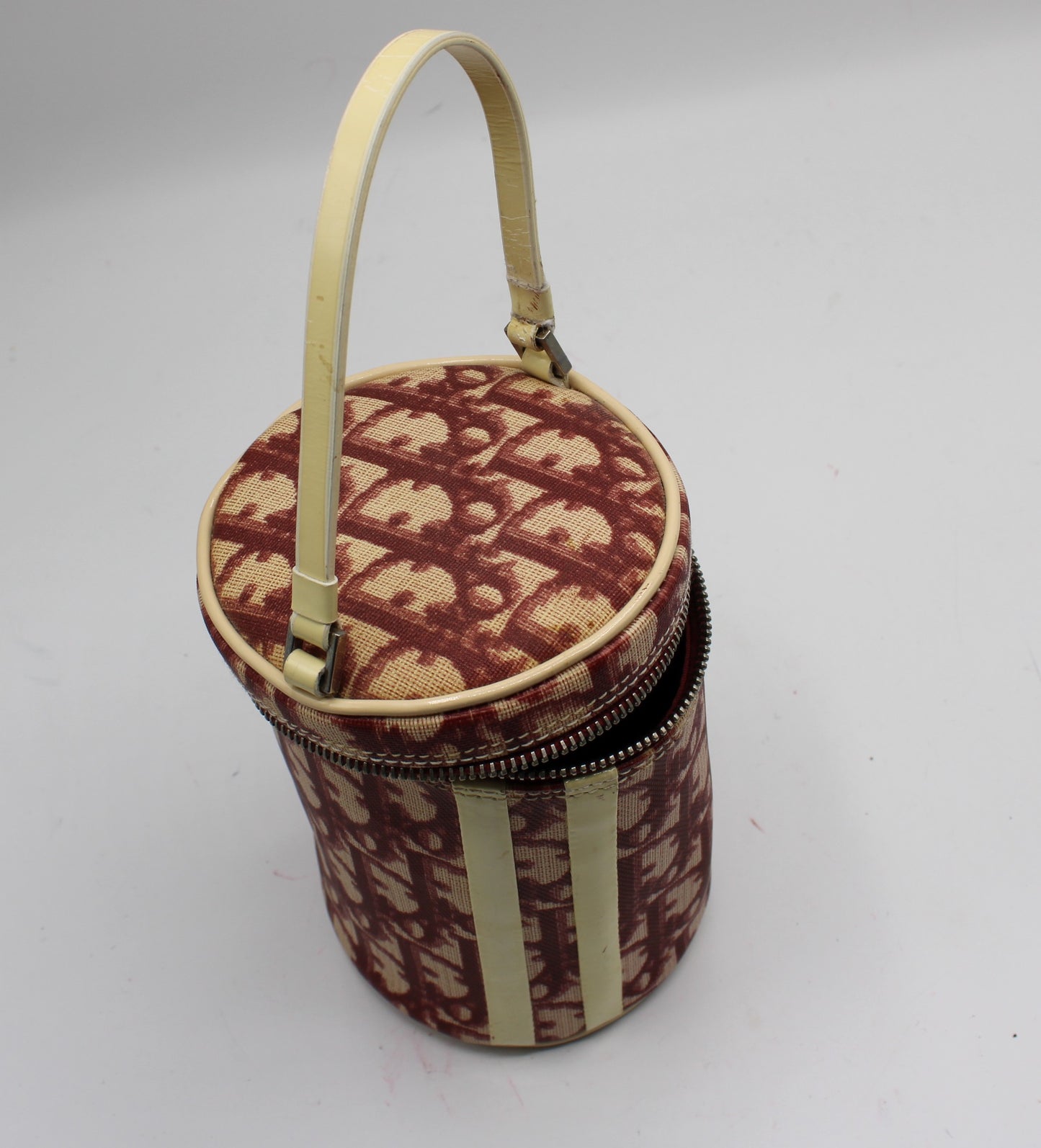 Christian Dior Burgundy Oblique Canvas Number 2 Cylindrical Vanity Handbag