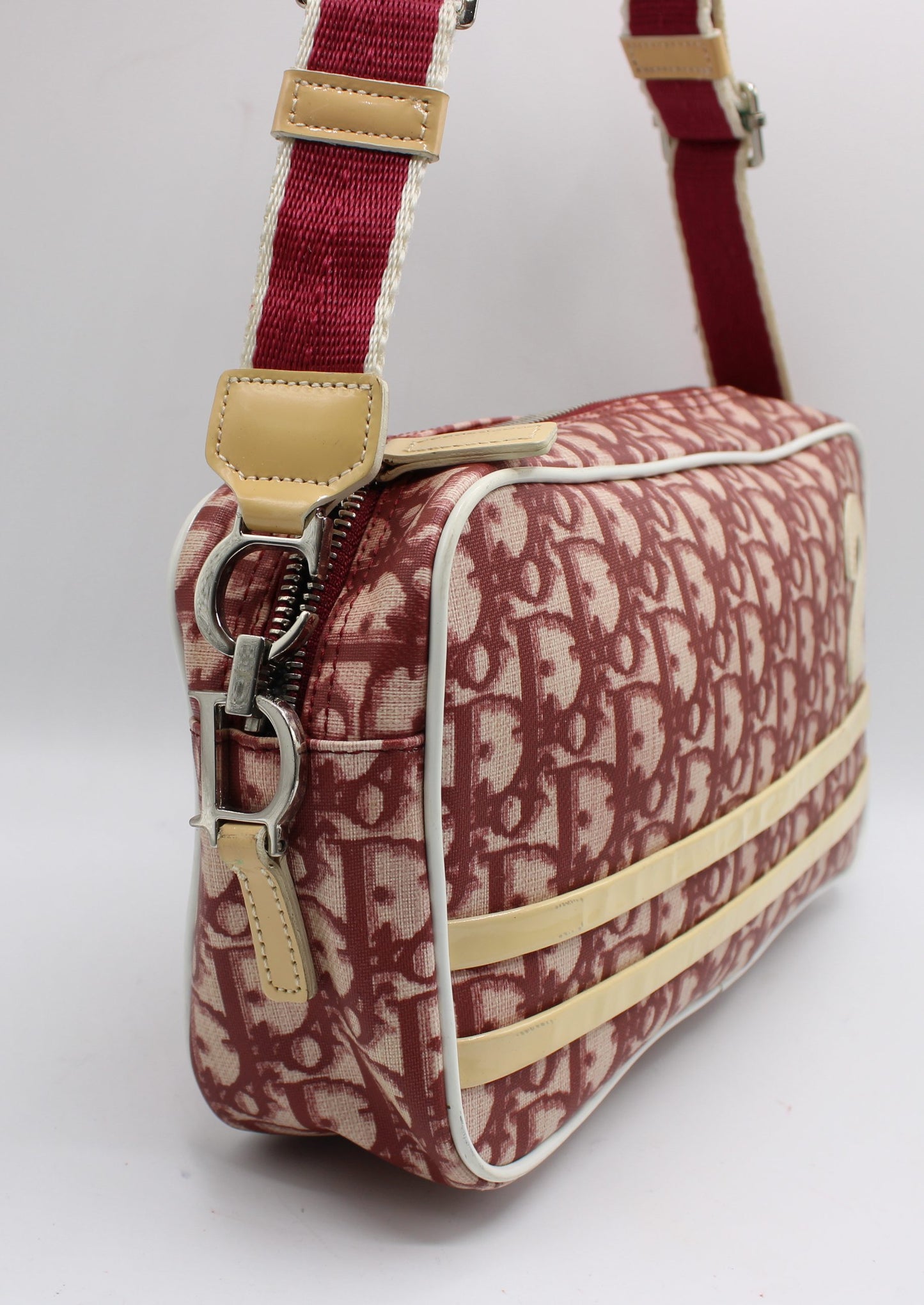 Christian Dior Burgundy Trotter Number 2 Canvas Crossbody Shoulder Bag