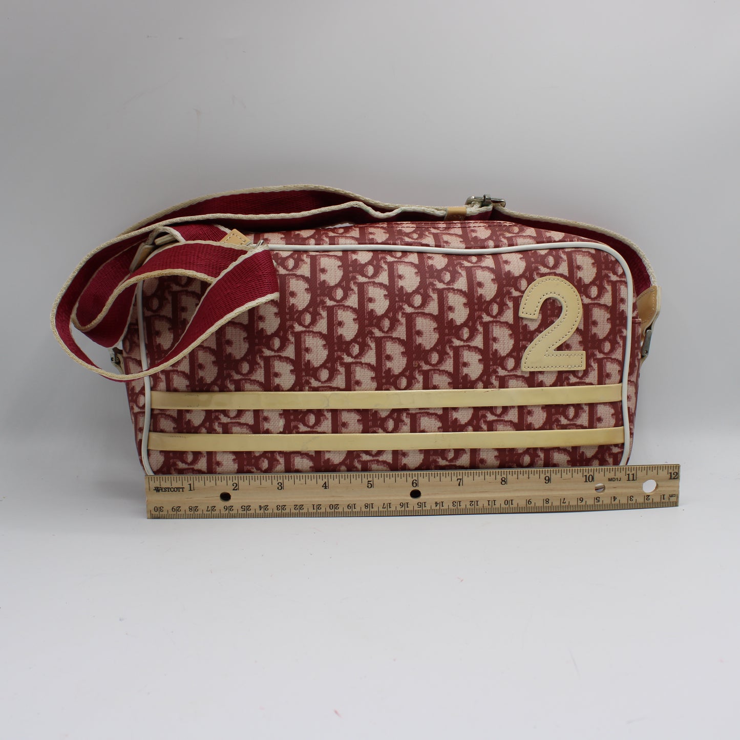 Christian Dior Burgundy Trotter Number 2 Canvas Crossbody Shoulder Bag