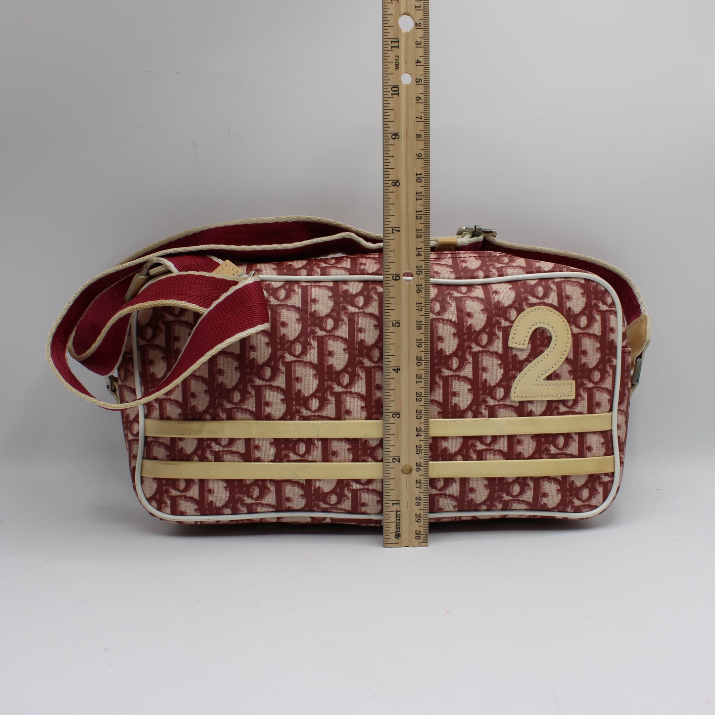 Christian Dior Burgundy Trotter Number 2 Canvas Crossbody Shoulder Bag