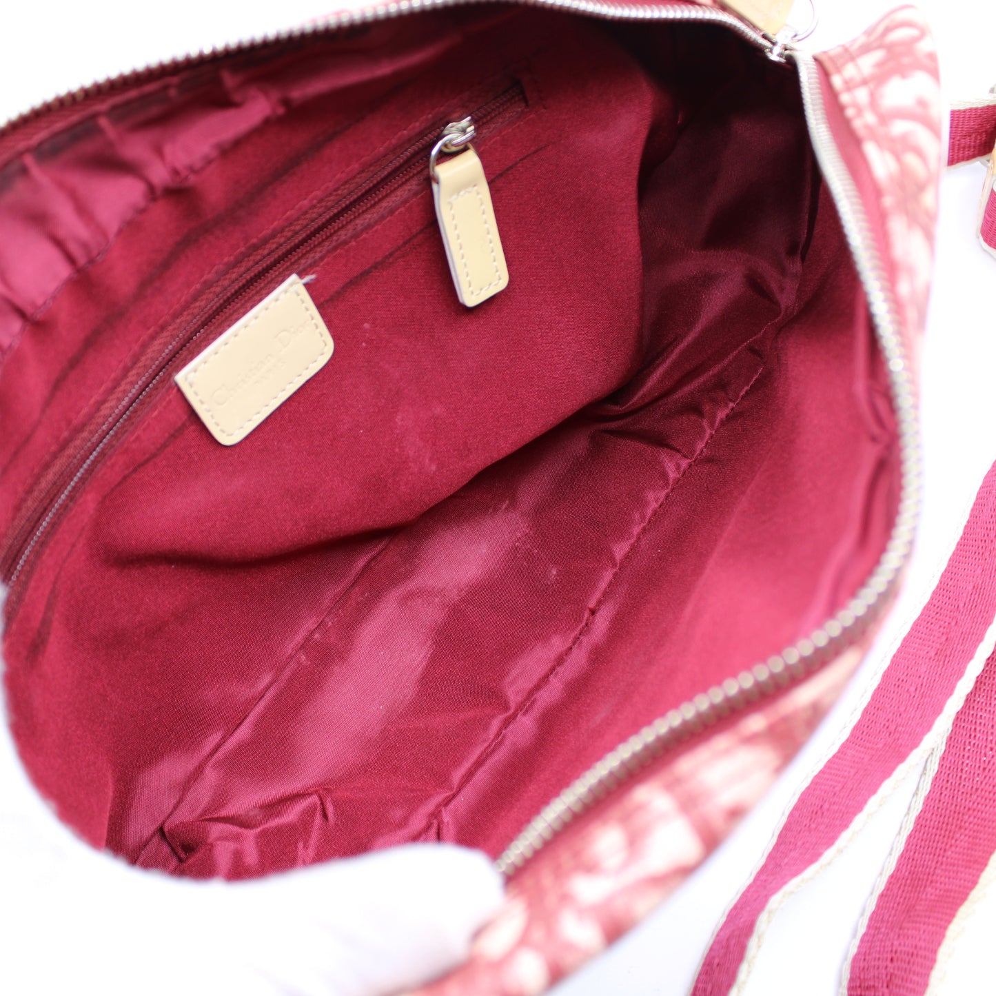 Christian Dior Burgundy Trotter Number 2 Canvas Crossbody Shoulder Bag