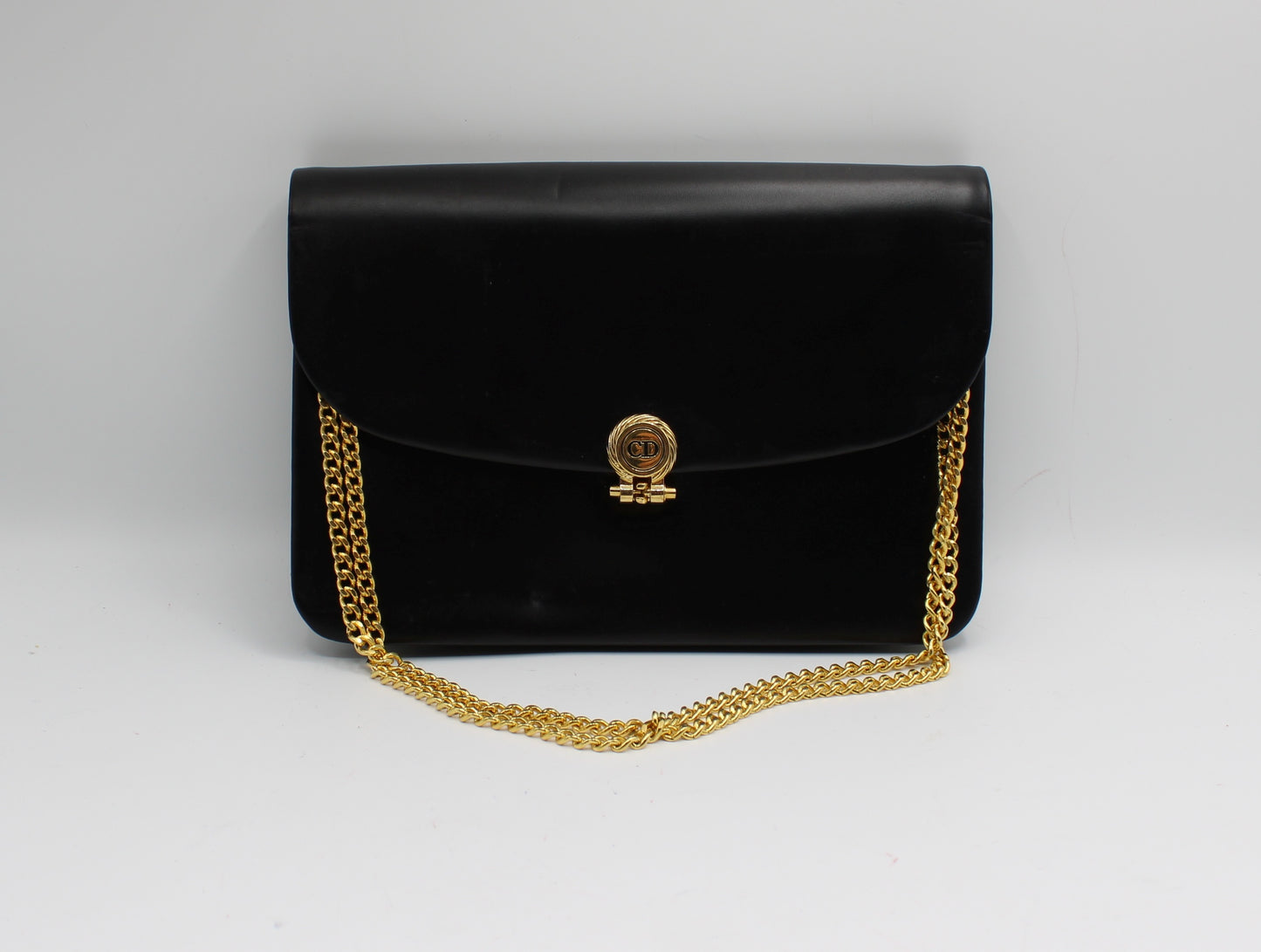 Christian Dior Black Leather Flap Chain Crossbody Shoulder Bag