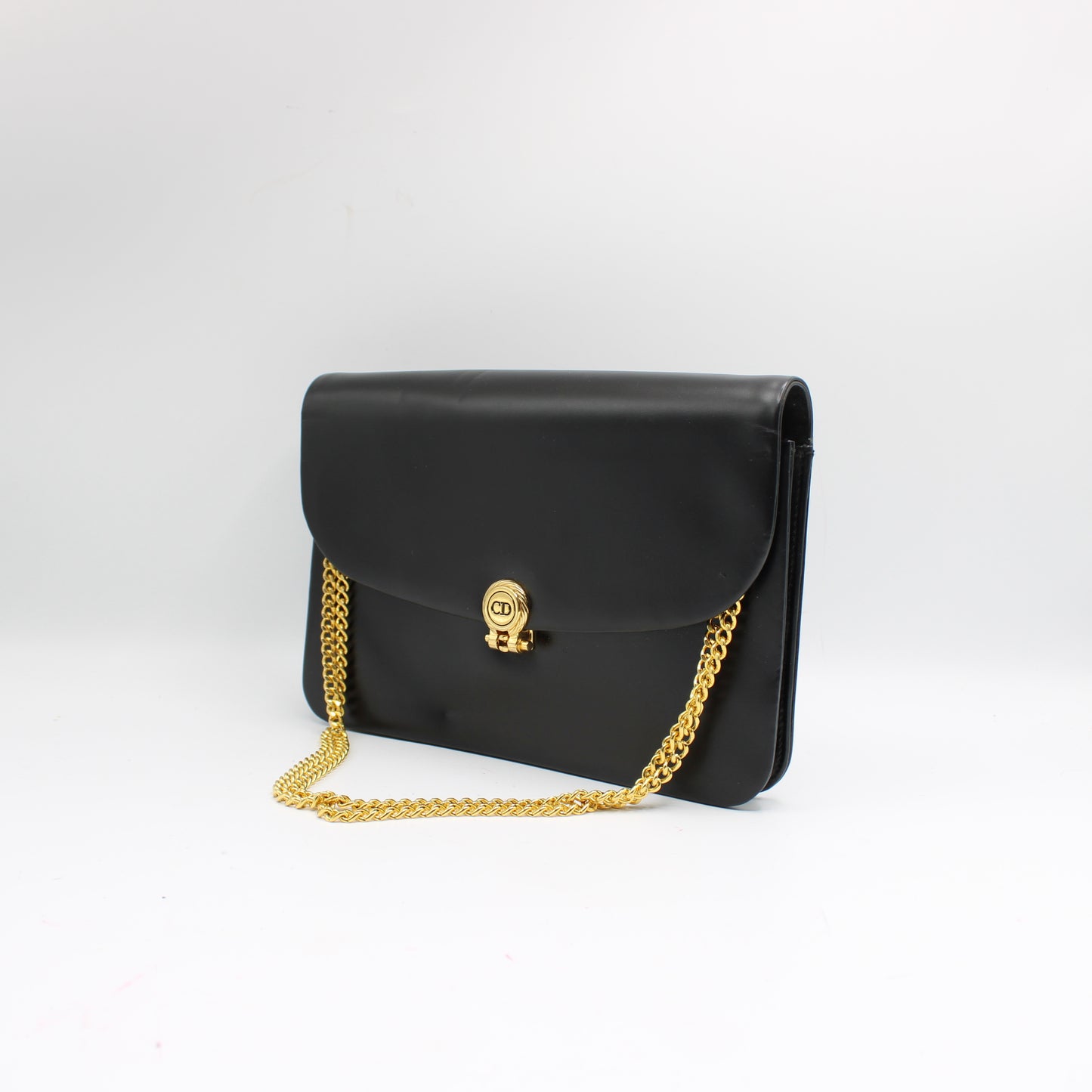 Christian Dior Black Leather Flap Chain Crossbody Shoulder Bag