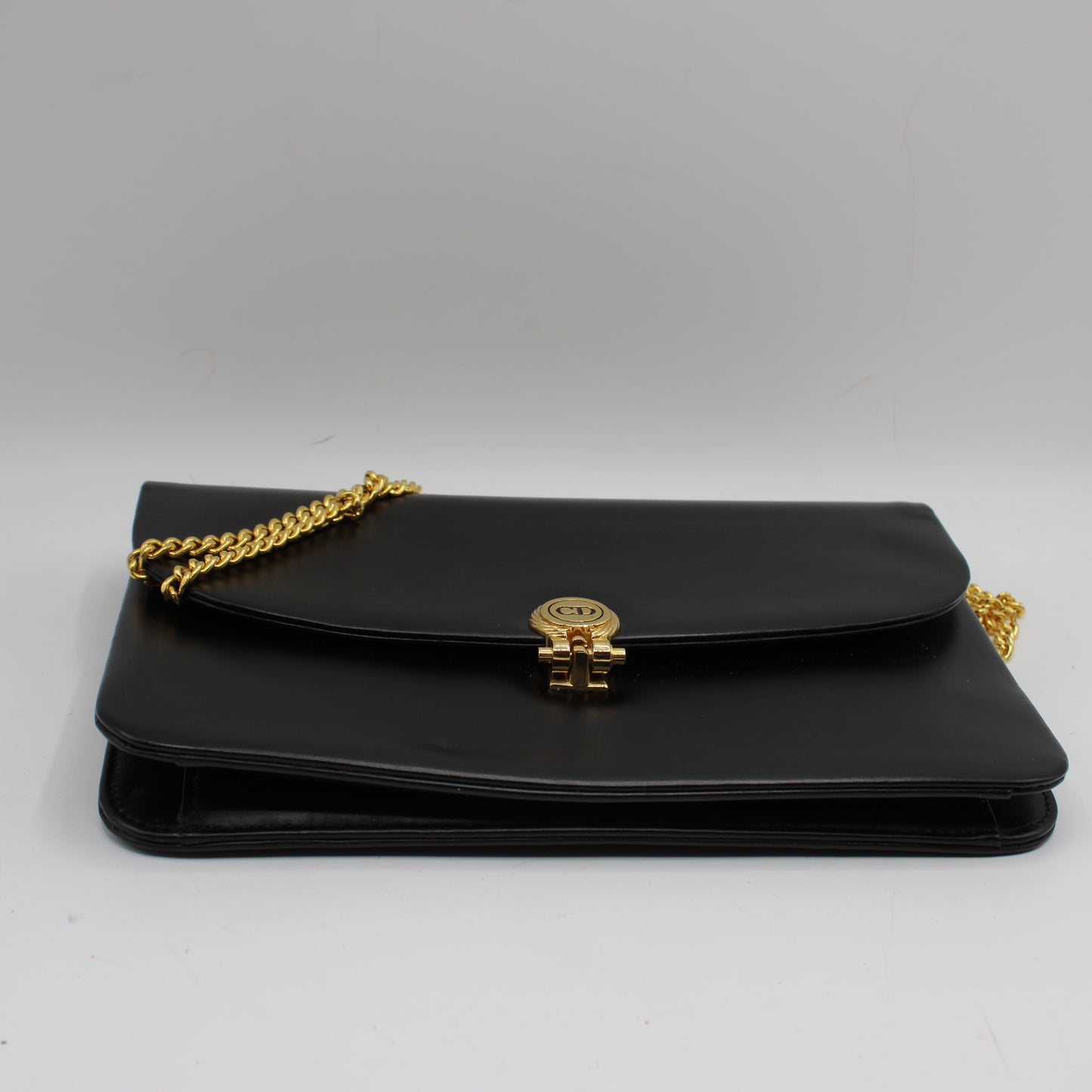 Christian Dior Black Leather Flap Chain Crossbody Shoulder Bag