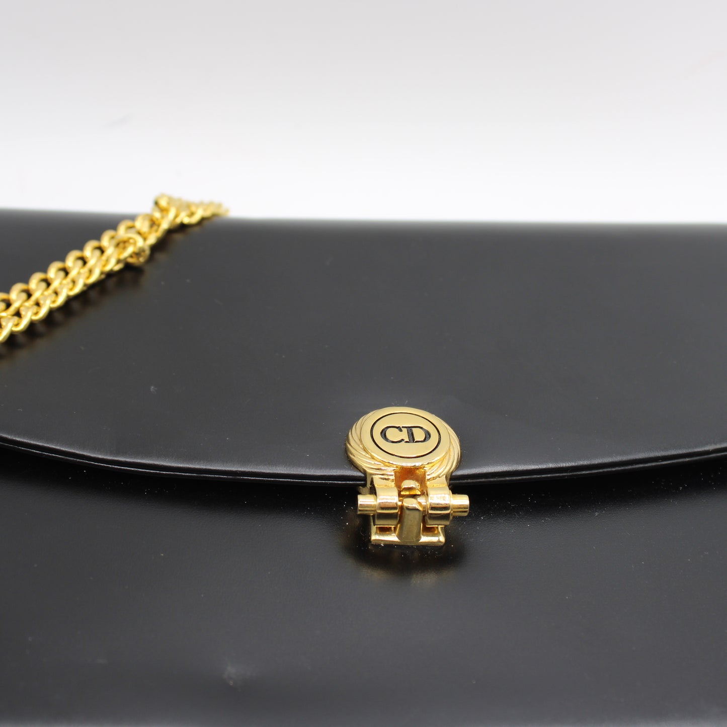 Christian Dior Black Leather Flap Chain Crossbody Shoulder Bag
