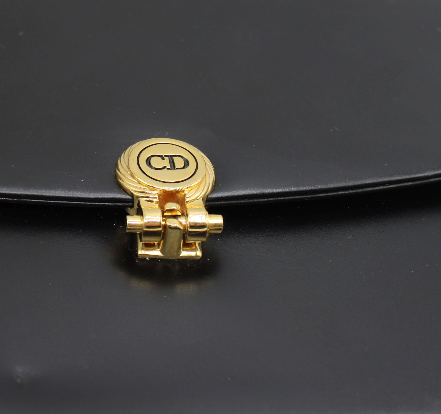 Christian Dior Black Leather Flap Chain Crossbody Shoulder Bag