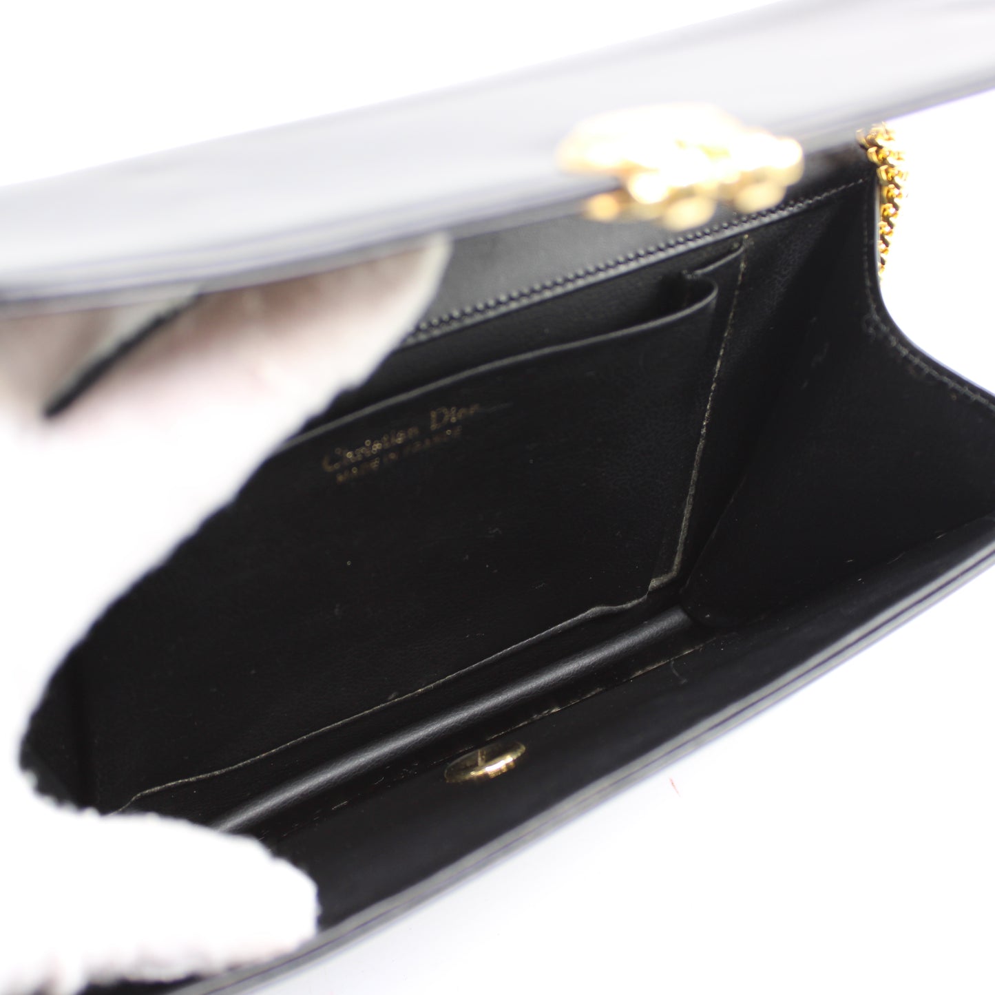 Christian Dior Black Leather Flap Chain Crossbody Shoulder Bag